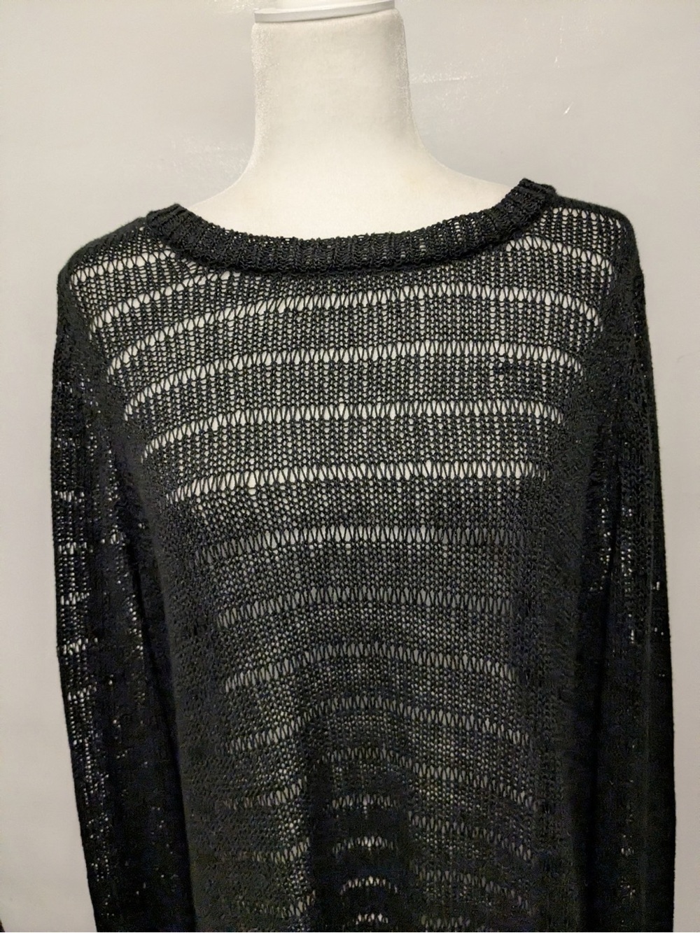 Lane Bryant Black Open-Knit open back Crewneck Sweater